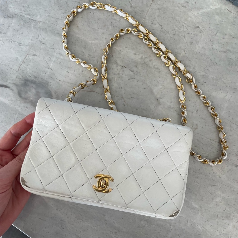 Vintage Chanel White Crossbody Purse
